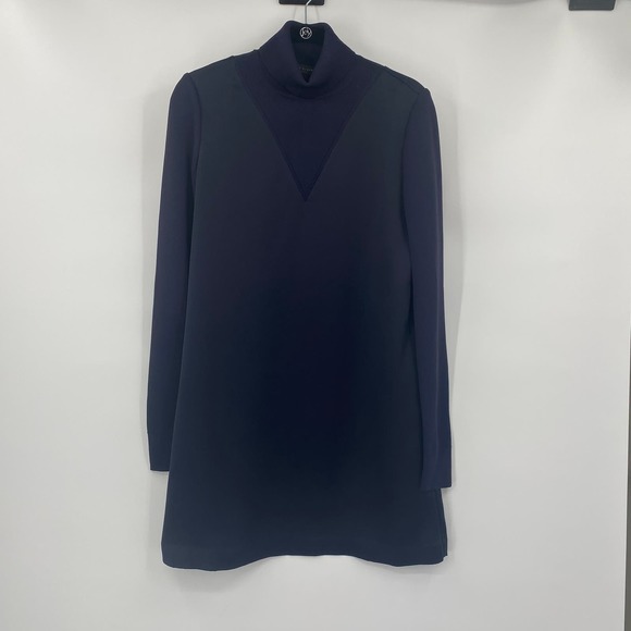 Ted Baker Cindey Sweater Dress Turtleneck Long Sleeve Rib Knit Mini Navy Blue 4 - Picture 3 of 8